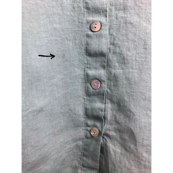 Terzo Millennio Small Linen Italy Blouse Tunic Top Long Sleeve Buttons Roll Up - Picture 11 of 14